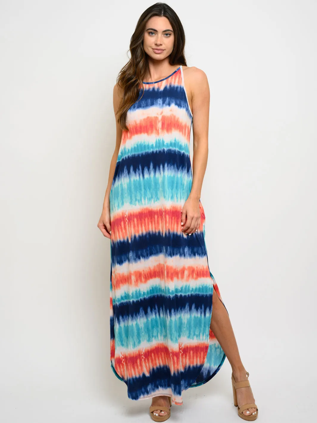 WOMEN'S SLEEVELESS MULTI COLOR MAXI DRESS