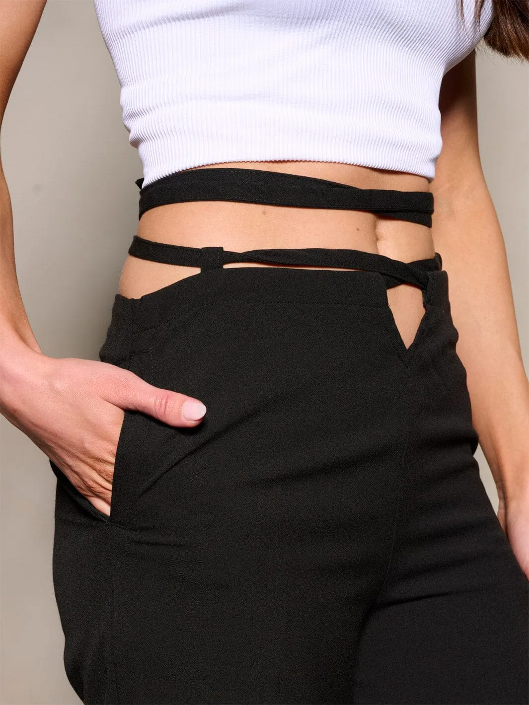WOMEN'S ZIP UP POCKETS WIDE LEG PANTS