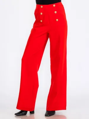 WOMEN'S ZIPPER CLOSURE FRONT POCKETS WIDE LEG PANTS