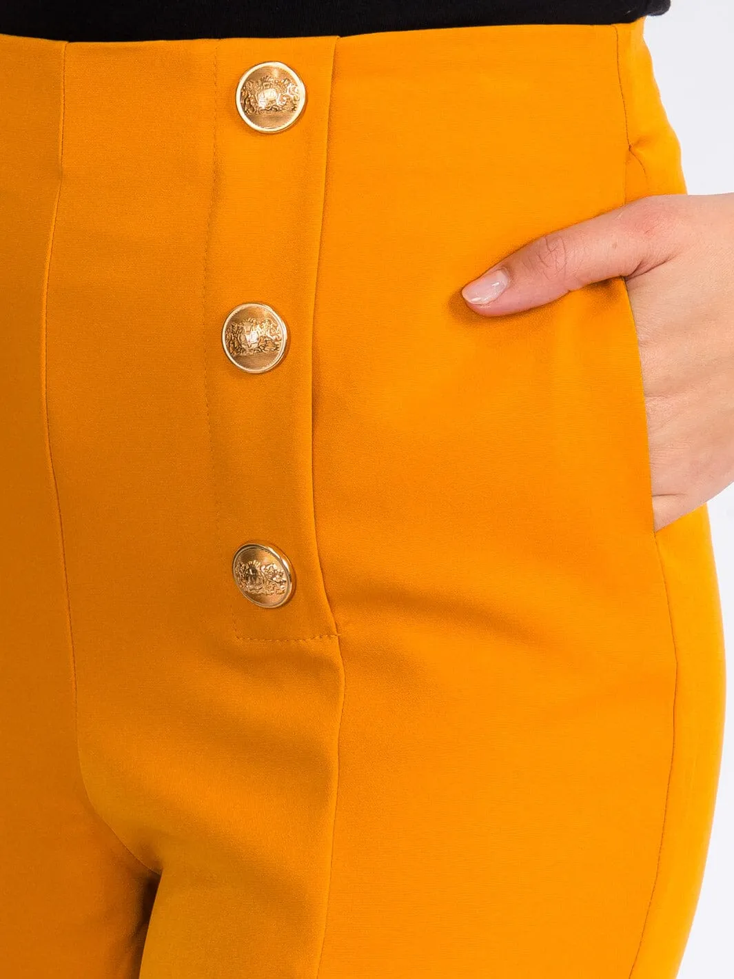 WOMEN'S ZIPPER CLOSURE FRONT POCKETS WIDE LEG PANTS