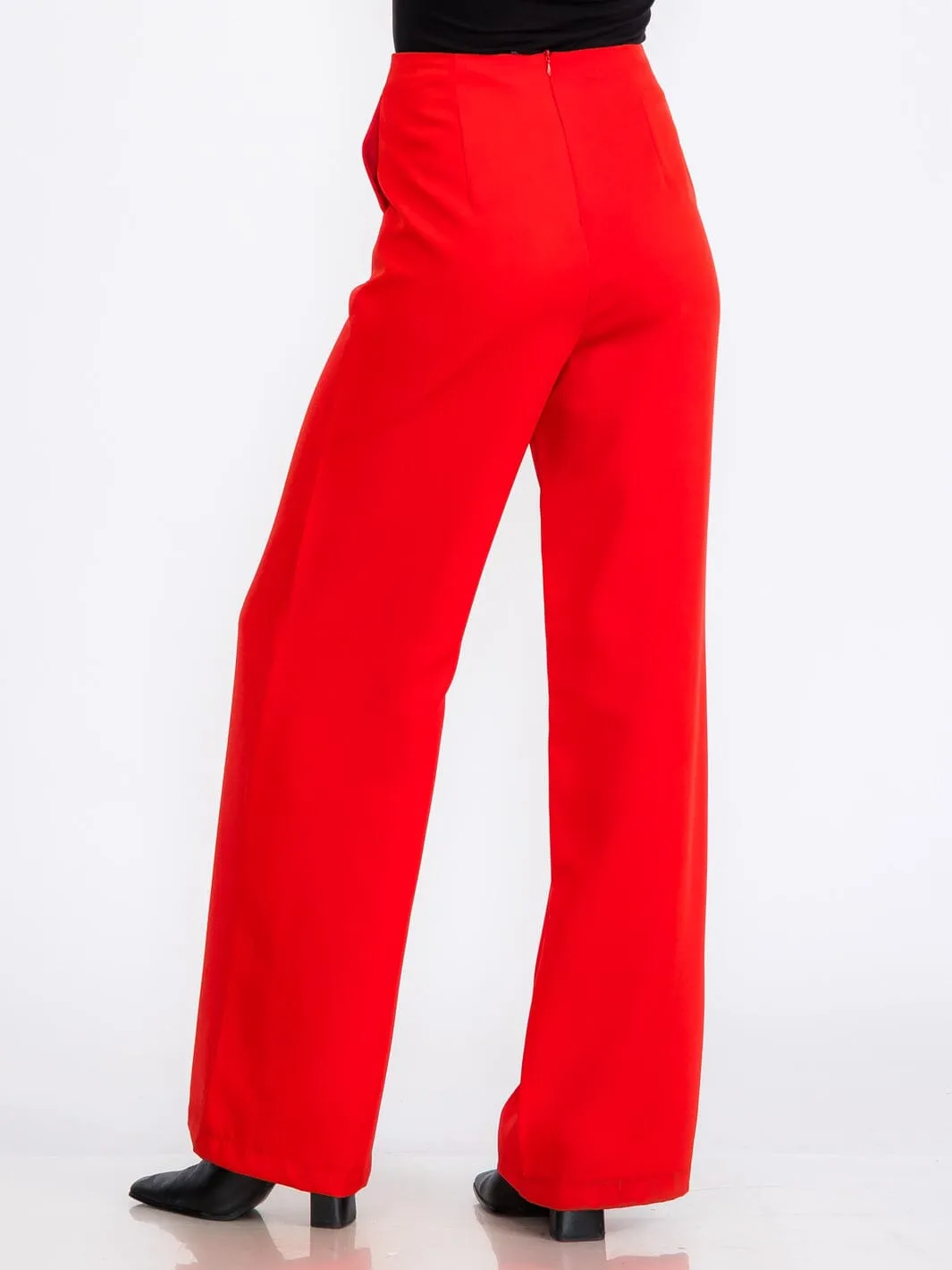 WOMEN'S ZIPPER CLOSURE FRONT POCKETS WIDE LEG PANTS