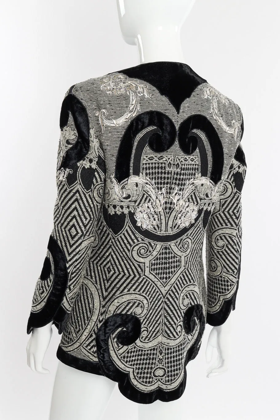 Woven Jacquard and Velvet Jacket