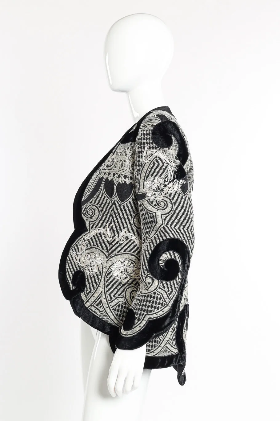Woven Jacquard and Velvet Jacket