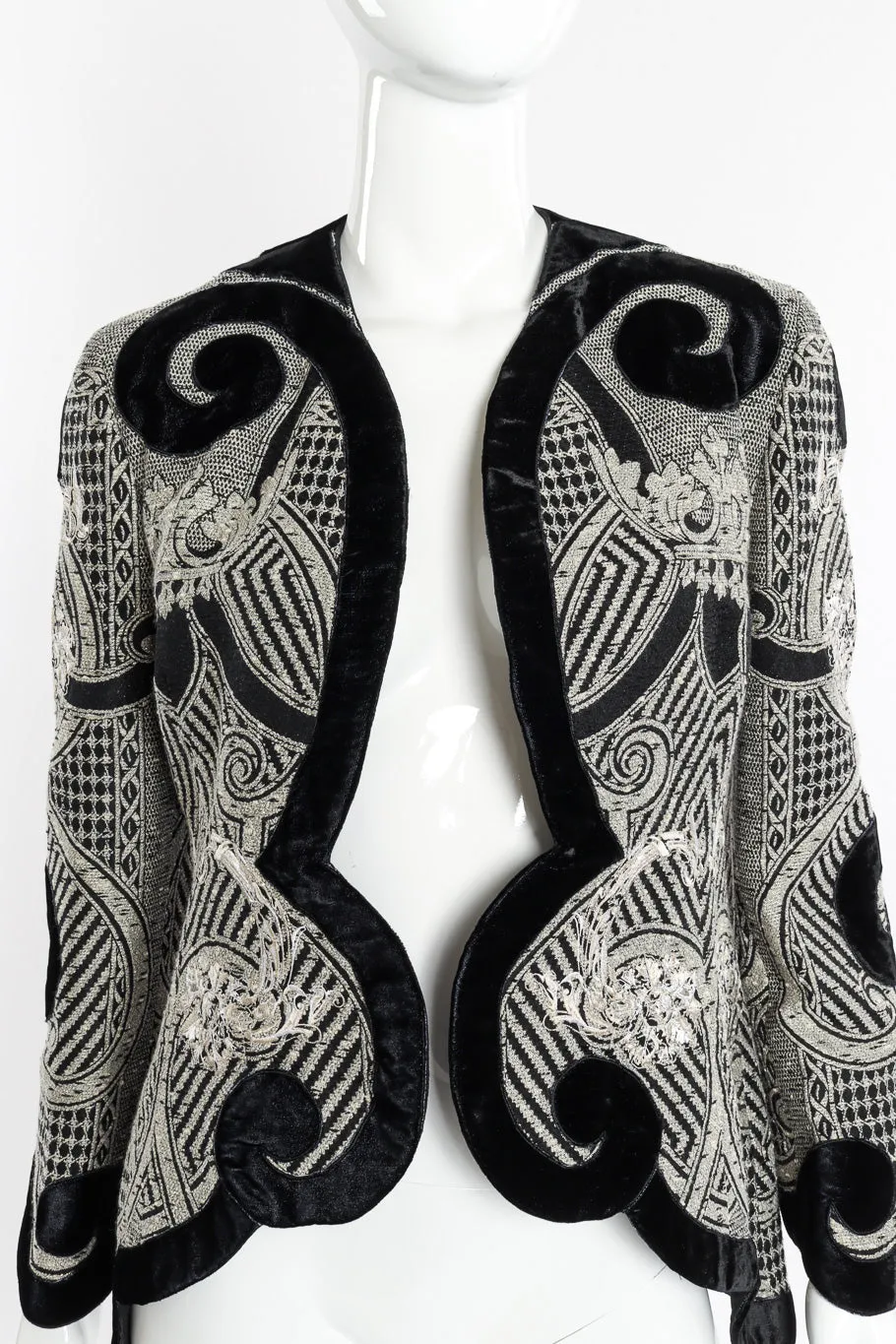 Woven Jacquard and Velvet Jacket
