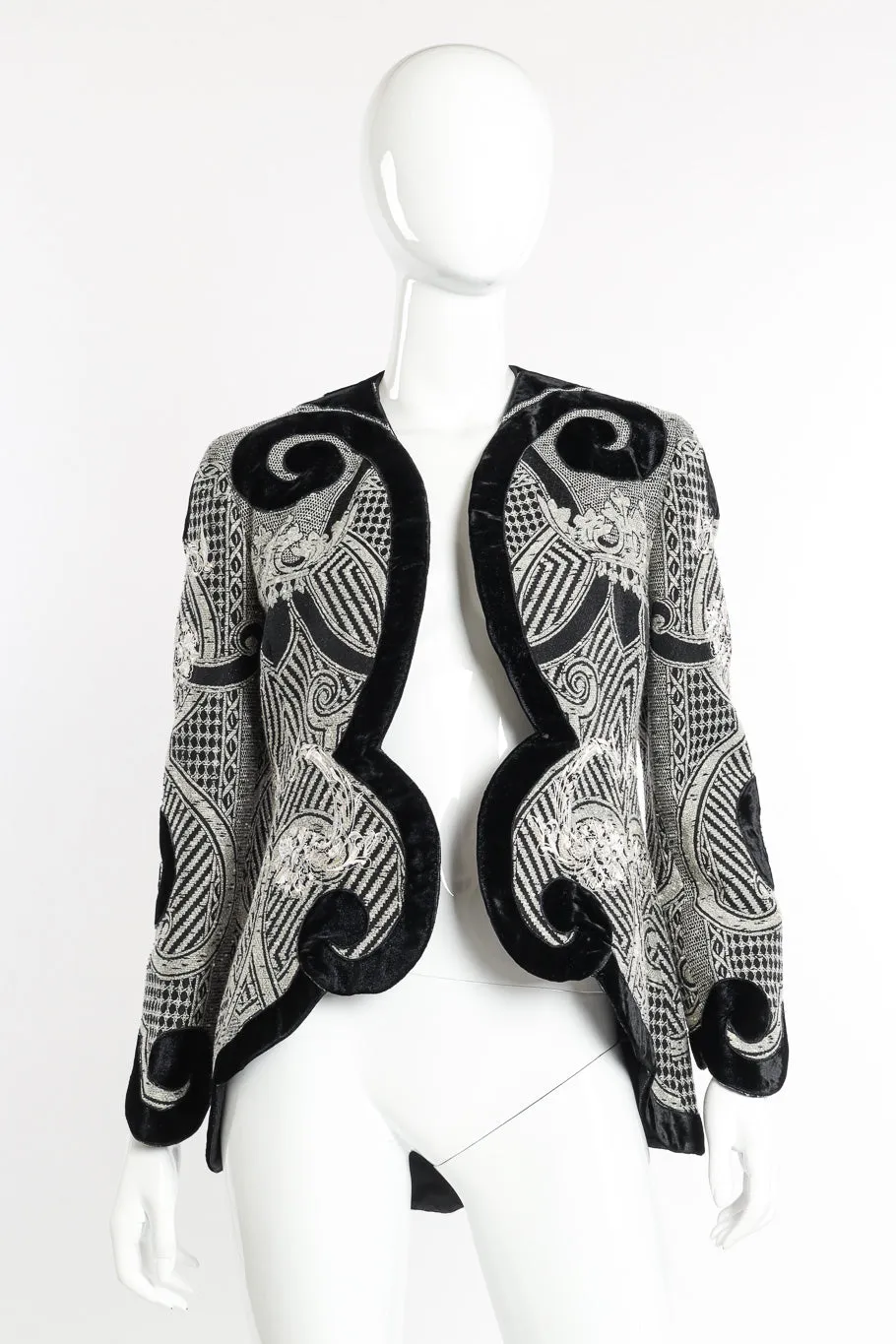 Woven Jacquard and Velvet Jacket