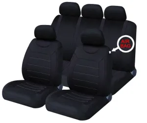 XtremeAuto® Universal 9 PCE Sports Carnaby Black Full Set of Seat Covers