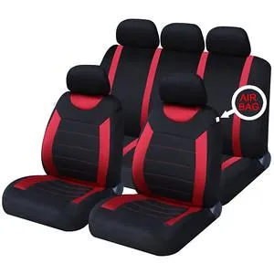 XtremeAuto® Universal 9 PCE Sports Rallye Red / Black Full Set of Seat Covers
