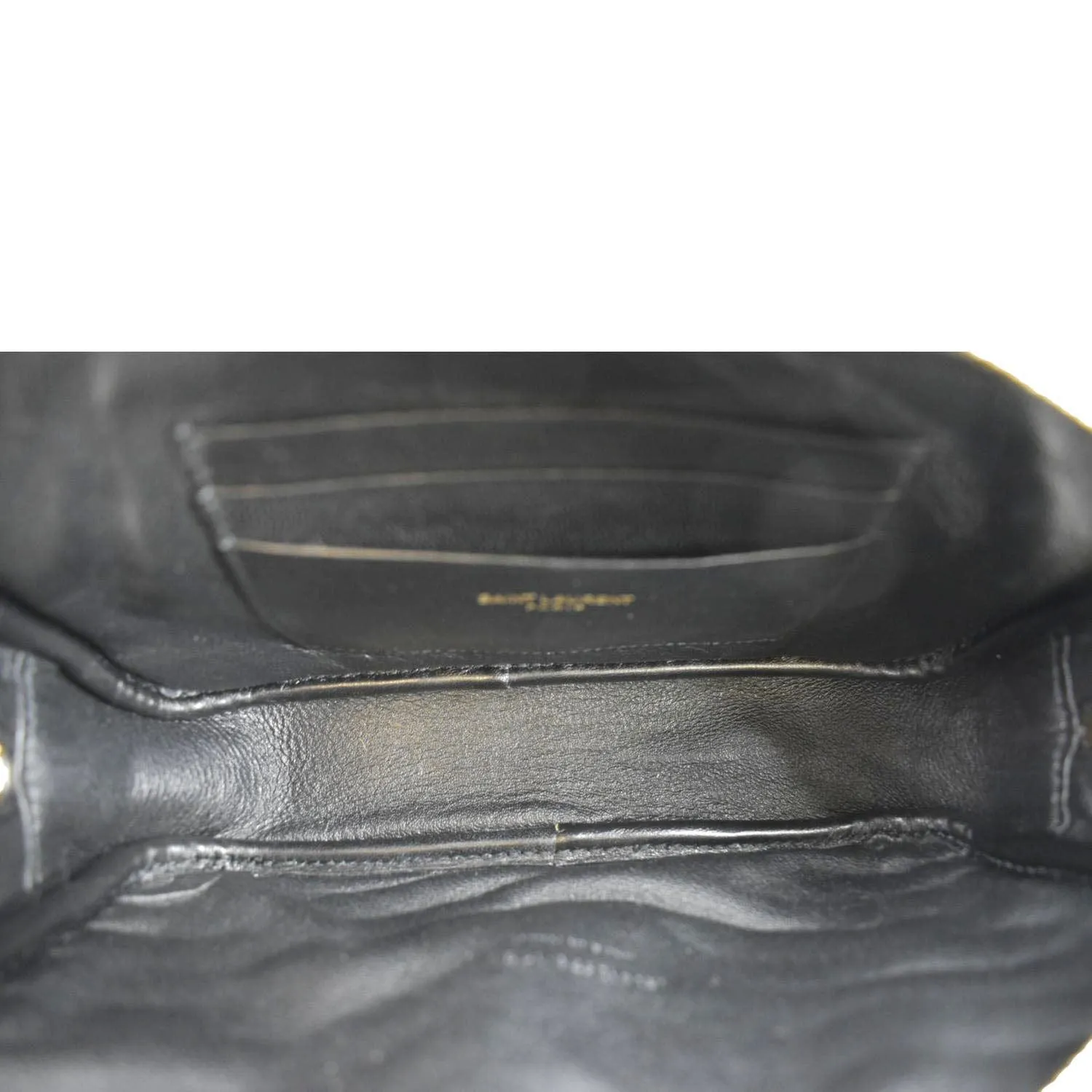 YVES SAINT LAURENT Lou Chevron Leather Camera Crossbody Bag Black