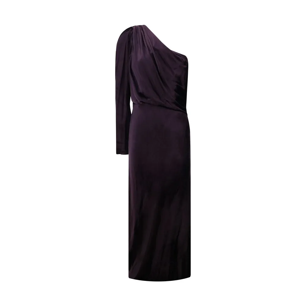 ZIMMERMANN Women Dark Purple Dress Fabric One-Shoulder Long Bodycon Wrap Size 2