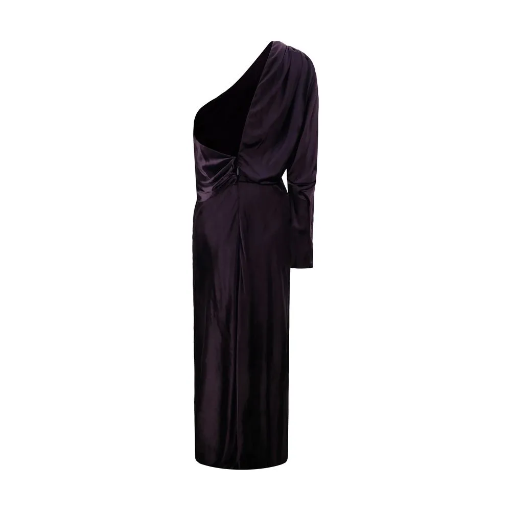 ZIMMERMANN Women Dark Purple Dress Fabric One-Shoulder Long Bodycon Wrap Size 2
