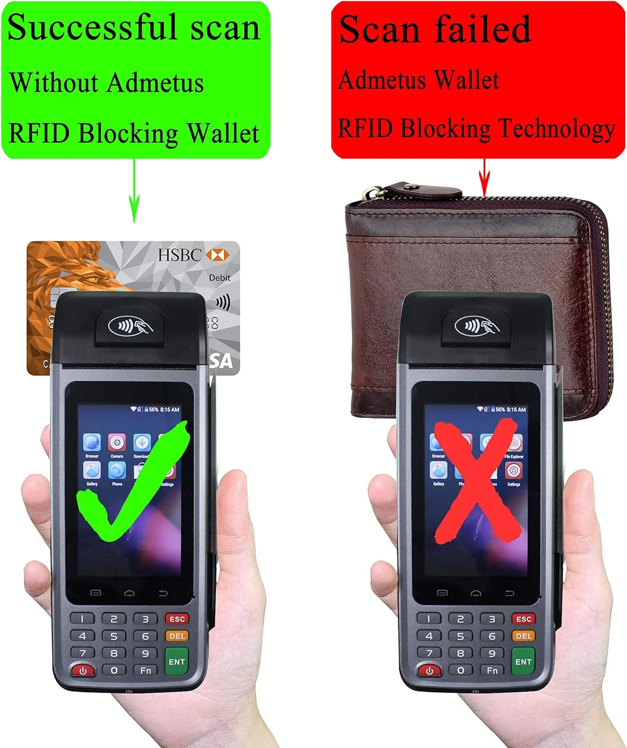 Zipper Leather Wallet for Men Bifold RFID Blocking Card Holder